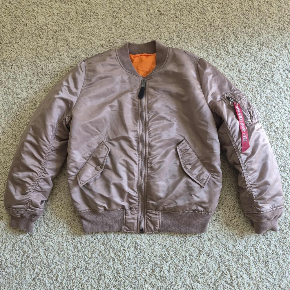 Alpha Industries‎ MA-1 Bomber Flight Jacket Women's Large Mauve Pink Streetwear